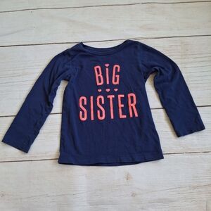 Carter's 4T "Big Sister" Long Sleeve TShirt Blue With Pink Lettering